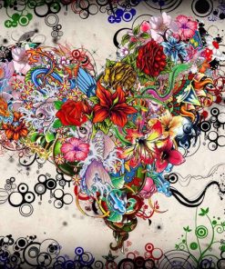 Colorful Floral Heart Shape - Paint By Number