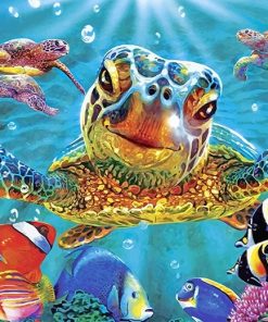 Colorful Milton Turtle adult paint by numbers
