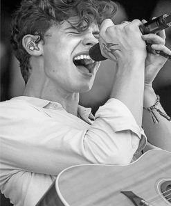 Shawn Mendes Singing Black And White Paint By Number