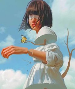 Wood Woman butterfly adult paint by numbers