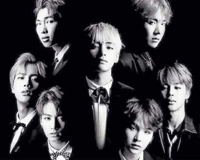 BTS Black and White paint by numbers
