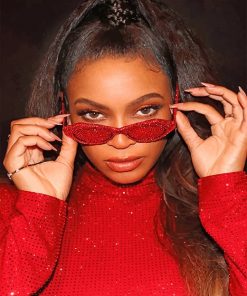 Beyoncé wearing red adult paint by numbers