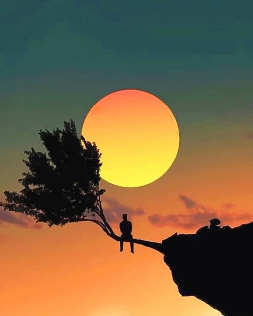 Lonely man alone silhouette adult paint by numbers