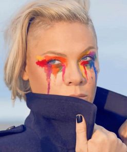 Pink Colorful Splash Eyes adult paint by numbers