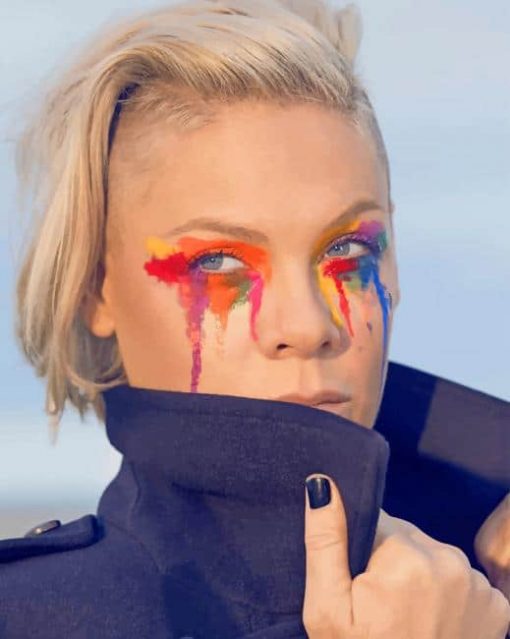Pink Colorful Splash Eyes adult paint by numbers