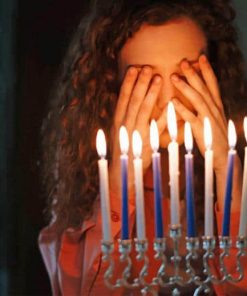 Girl Praying Menorah paint by number