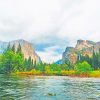 River Yosemite Valley California paint by number