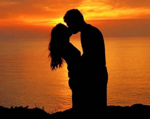 Silhouettes kiss Couple Love paint by numbers