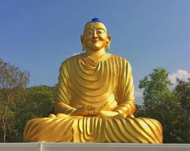 Daytime Yellow Buddha Statue paint by numbers