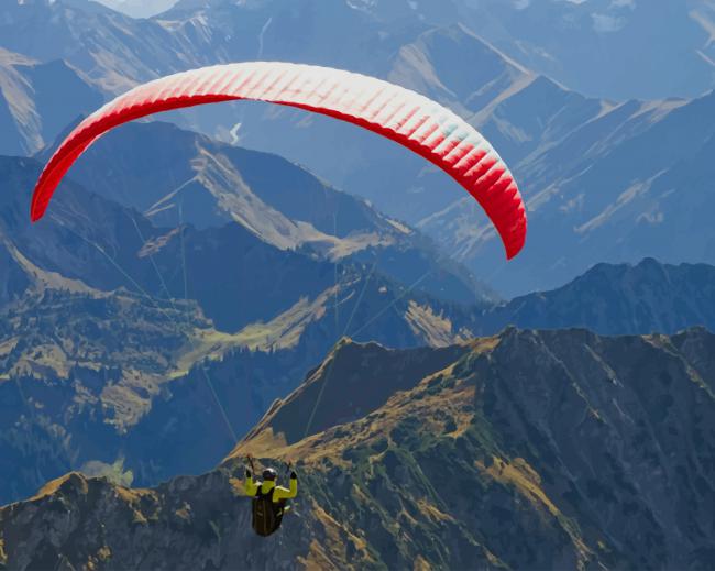 Parashutting Sky Diving In Mountains paint by numbers