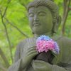 Sitting Buddha Statue With Flowers paint by numbers