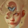 Woman Head With Butterflie paint by numbers