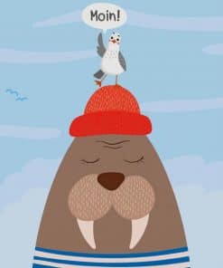Cute Sea Lion And Bird paint by numbers