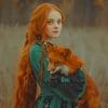 Red Haired Girl With Fox Paint by numbers