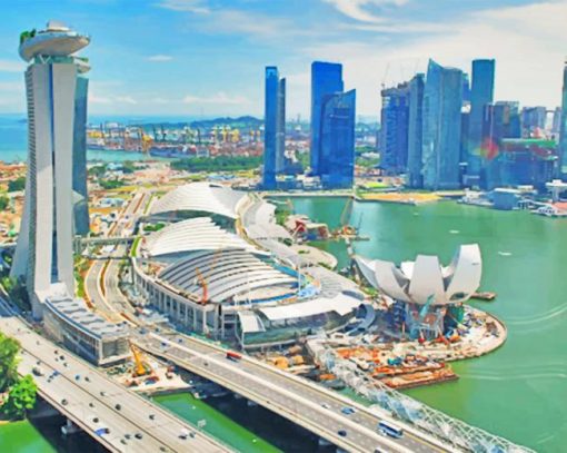 Singapore Marina Bay Skyline paint by numbers