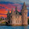 Castle In Sunset And Landscape paint by numbers