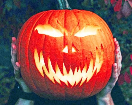 Halloween Pumpkin In Hands paint by numbers