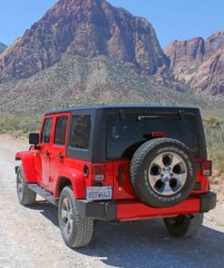 Red Jeep Wrangler In Nevada paint by numbers