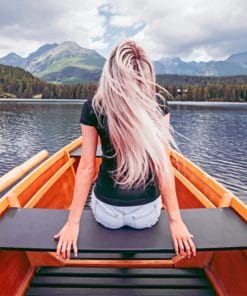 Woman Boat In Braies Lake Paint By Numbers