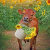 Cow In Sunflower Field paint by numbers