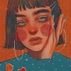 Girl With Short Brown Hair Vitkaninn Art paint by numbers