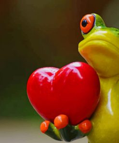 Green Frog Carrying Heart paint by numbers