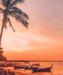 Pink Sunset In The Beach paint by numbers