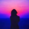Silhouette Of A Woman With Pink And Purple Sky paint by numbers