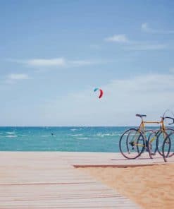 Beach Side With Bicycle - Paint By Numbers