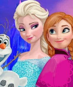 Anna And Elsa With Olaf Paint By Numbers