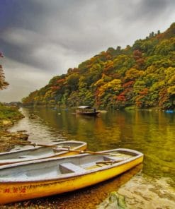 Boats In River Shore paint by numbers