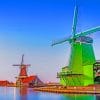Colorful Windmill Houses paint by numbers