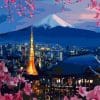 Tokyo tower and Mt. Fuji paint by numbers