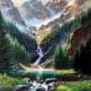 Rocky Mountains Waterfall - Landscape Paint By Number
