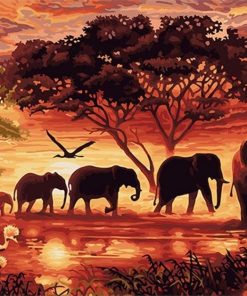 Elephants Silhouette - Animals Paint By Number