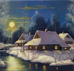 Cabin in Snow - Paint By Number