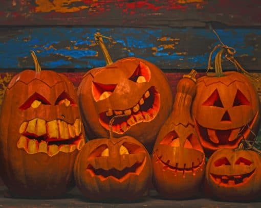 Scary Halloween Pumpkins paint by numbers