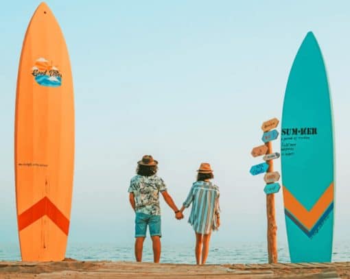 Surfers Couple paint By Numbers
