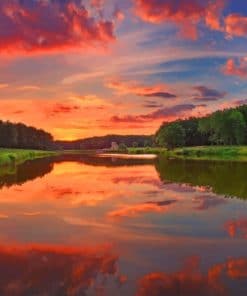 Cloudy Sunset And Trees paint by numbers