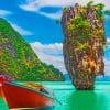 Boat In Phi Phi Island Coast paint by numbers