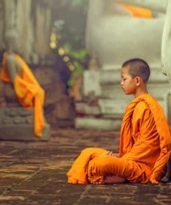Buddhist Child Meditating In A Temple paint by numbers