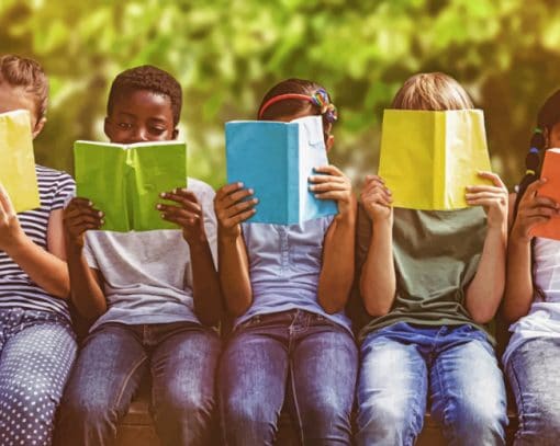 Children Sitting And Reading paint by numbers