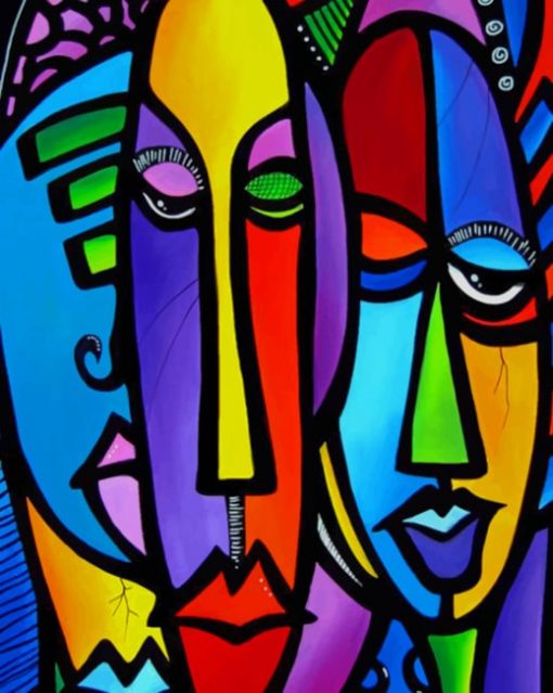 Colorful Abstract Faces Paint by numbers