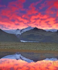 Mountains And Clouds Reflection paint by numbers