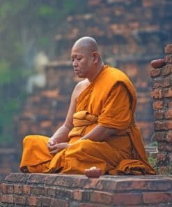 Monk Meditating In A Temple paint by numbers