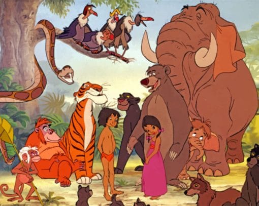 Mowgli And Many Animals paint by numbers