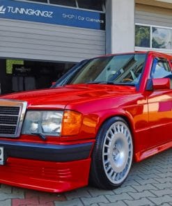 Red Mercedes 190E Parked paint by numbers