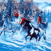 Wild Horses Running In Snowy forest - Paint By Number