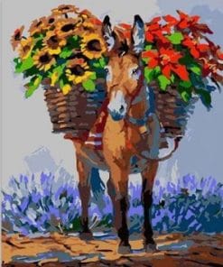 Donkey Carrying Flowers – Paint By Number