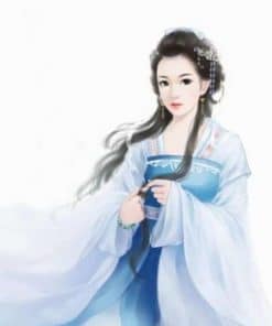 Asian Girl in Blue Dress - Paint By Numbers